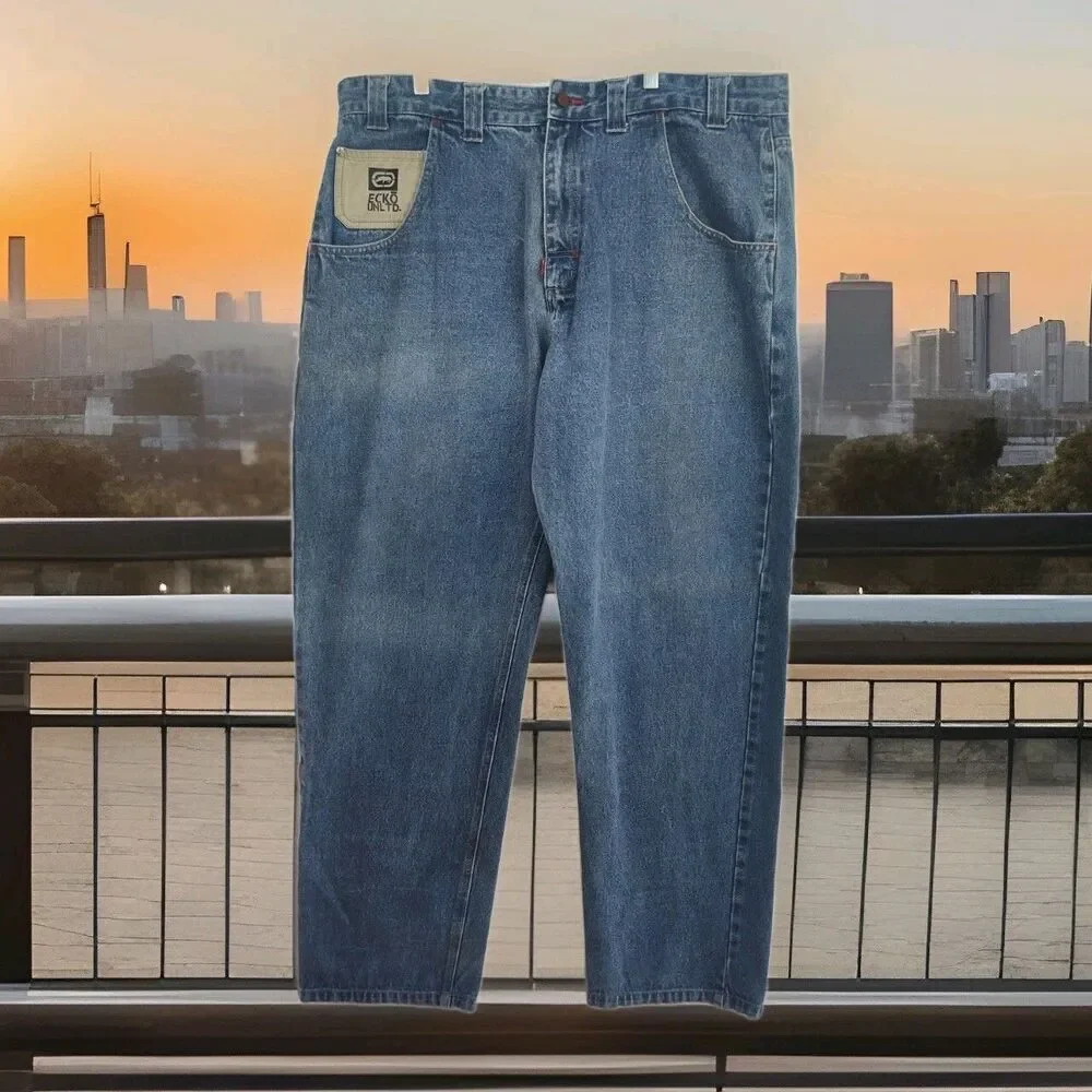 Vintage Y2K Ecko Unltd. men's jeans, 42 x 33, straight leg baggy, medium‎ blue